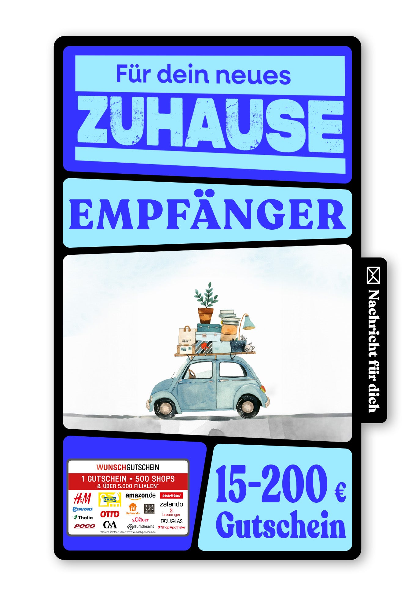 Wunschgutschein Digital - Für Dich - Umzug Auto – Geschenkgutschein Ansicht 1