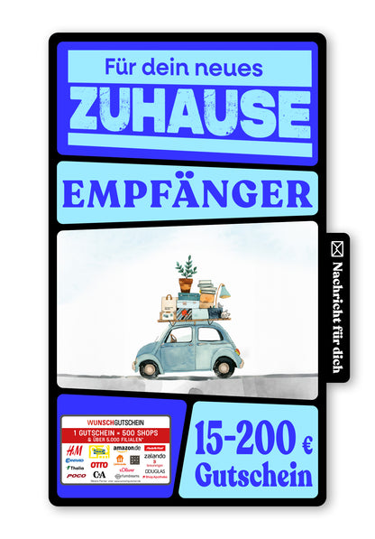 Wunschgutschein Digital - Für Dich - Umzug Auto – Geschenkgutschein Ansicht 1
