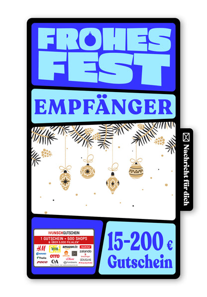 Wunschgutschein Digital - Merry Christmas - Christbaumkugel – Geschenkgutschein Ansicht 1