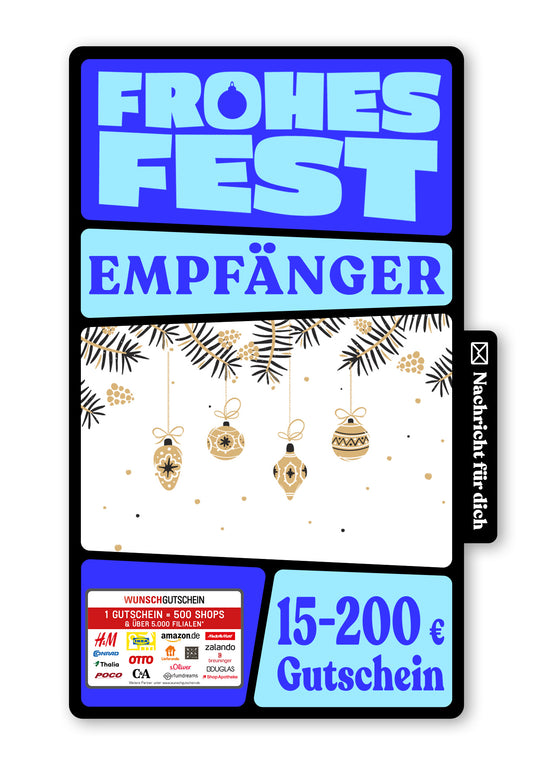 Wunschgutschein Digital - Merry Christmas - Christbaumkugel – Geschenkgutschein Ansicht 1