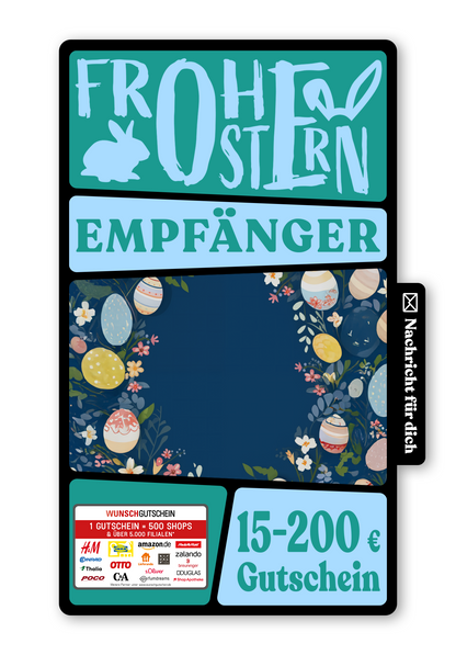 Wunschgutschein Digital - Frohe Ostern - Ostereier Blumen – Geschenkgutschein Ansicht 1