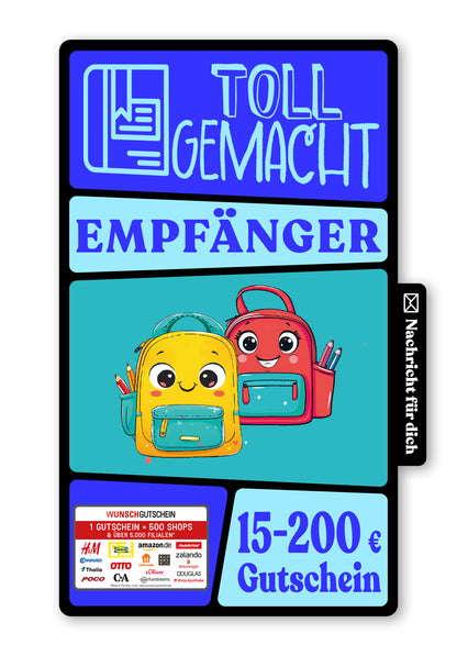 Wunschgutschein Digital - Endlich Schule - Rucksack – Geschenkgutschein Ansicht 1
