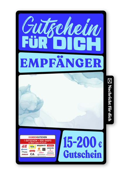 Wunschgutschein Digital - Gutschein - Aquarell Blau – Geschenkgutschein Ansicht 1