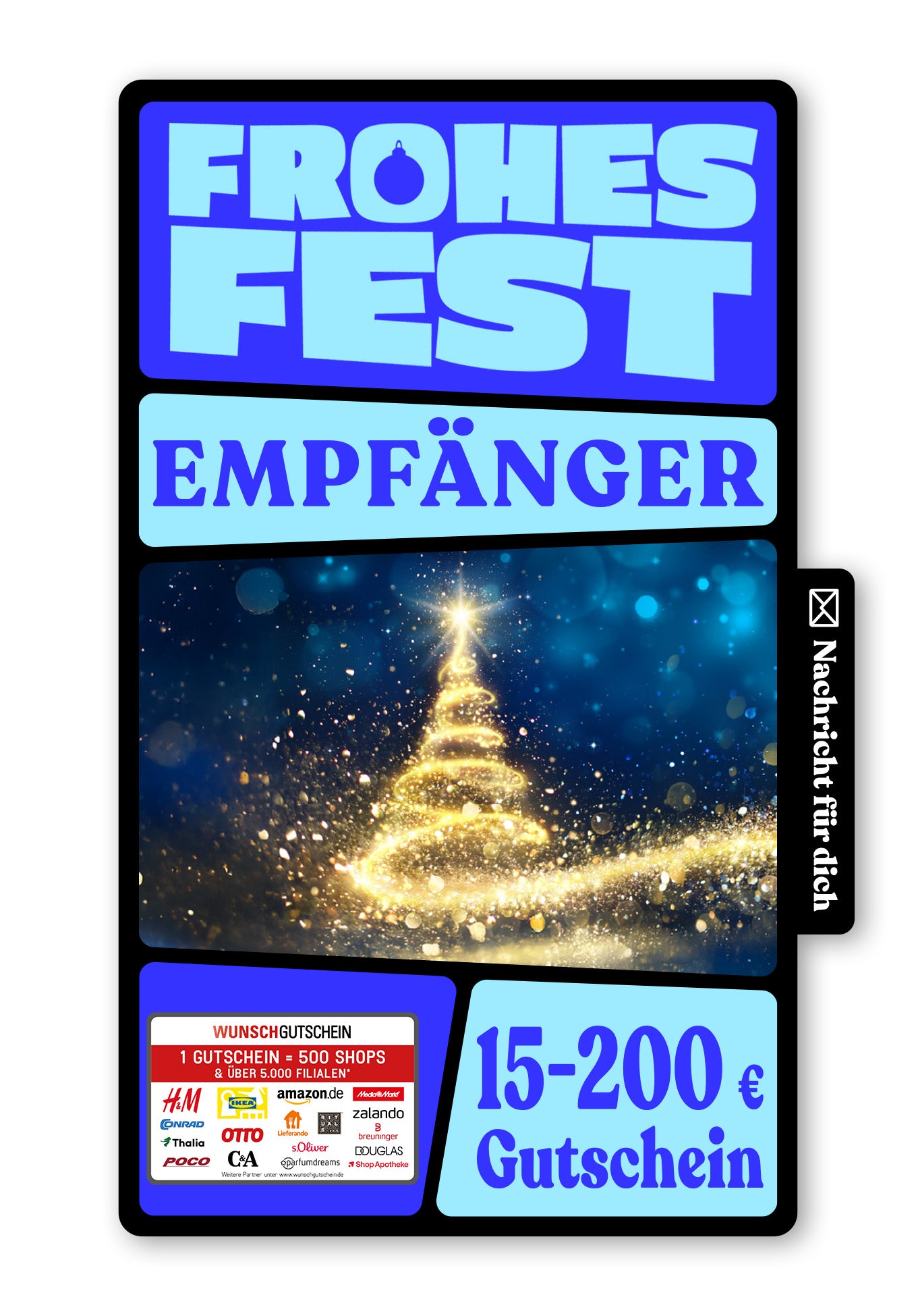 Wunschgutschein Digital - Fröhliche Weihnachten - Tannenbaum – Geschenkgutschein Ansicht 1