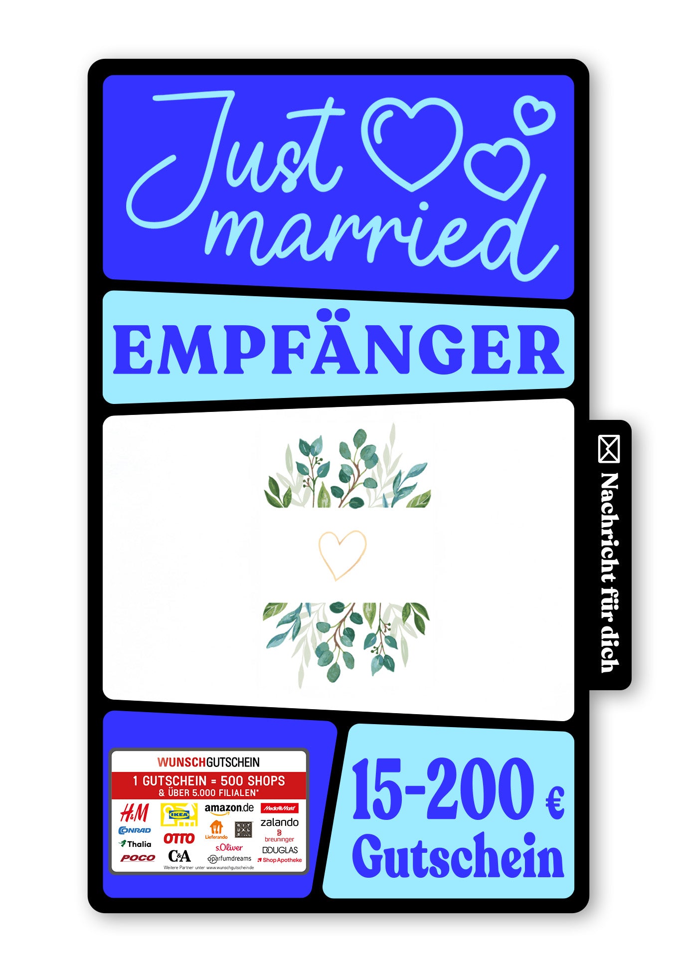 Wunschgutschein Digital - Mr u Mrs - Blätter Zweige – Geschenkgutschein Ansicht 1