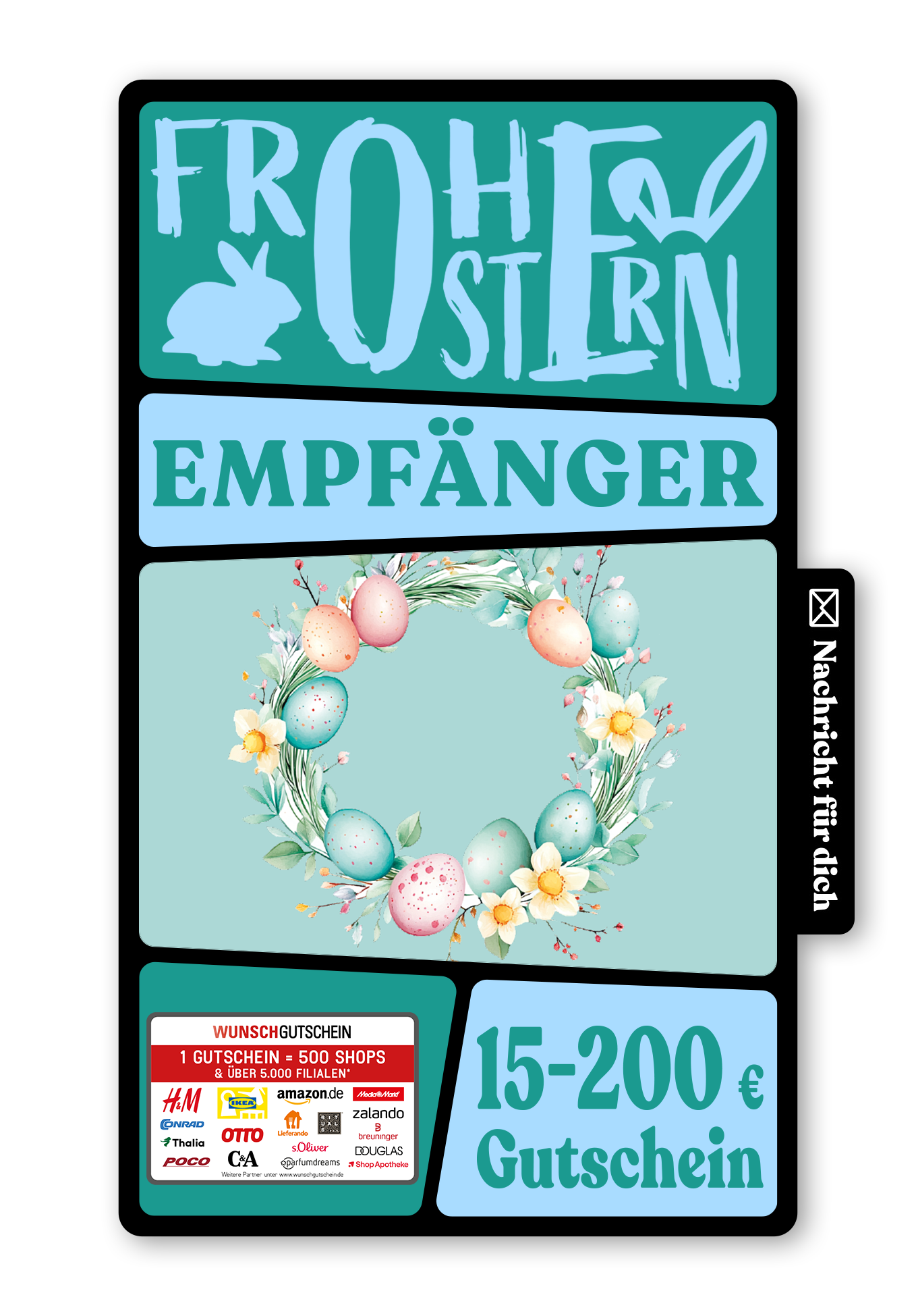 Wunschgutschein Digital - Frohe Ostern - Eierkranz – Geschenkgutschein Ansicht 1