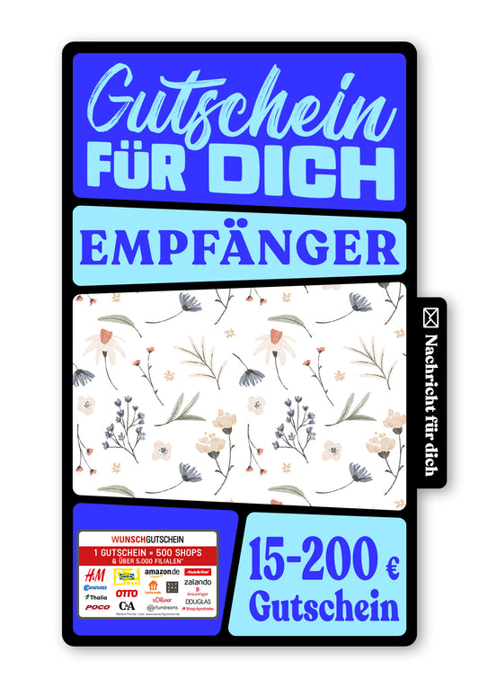 Wunschgutschein Digital - Dein Wunscherfüller - Blumen Weiß – Geschenkgutschein Ansicht 1