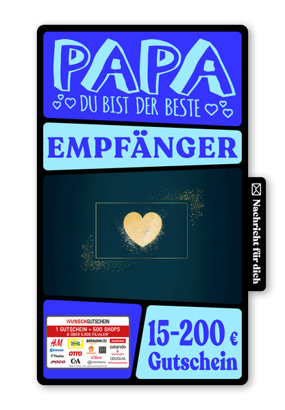 Wunschgutschein Digital - Bester Papa - Blau – Geschenkgutschein Ansicht 1