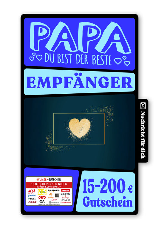 Wunschgutschein Digital - Bester Papa - Blau – Geschenkgutschein Ansicht 1