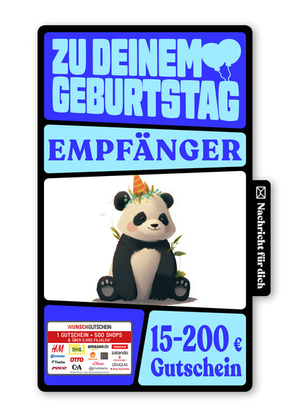 Wunschgutschein Digital - Happy Birthday - Panda – Geschenkgutschein Ansicht 1