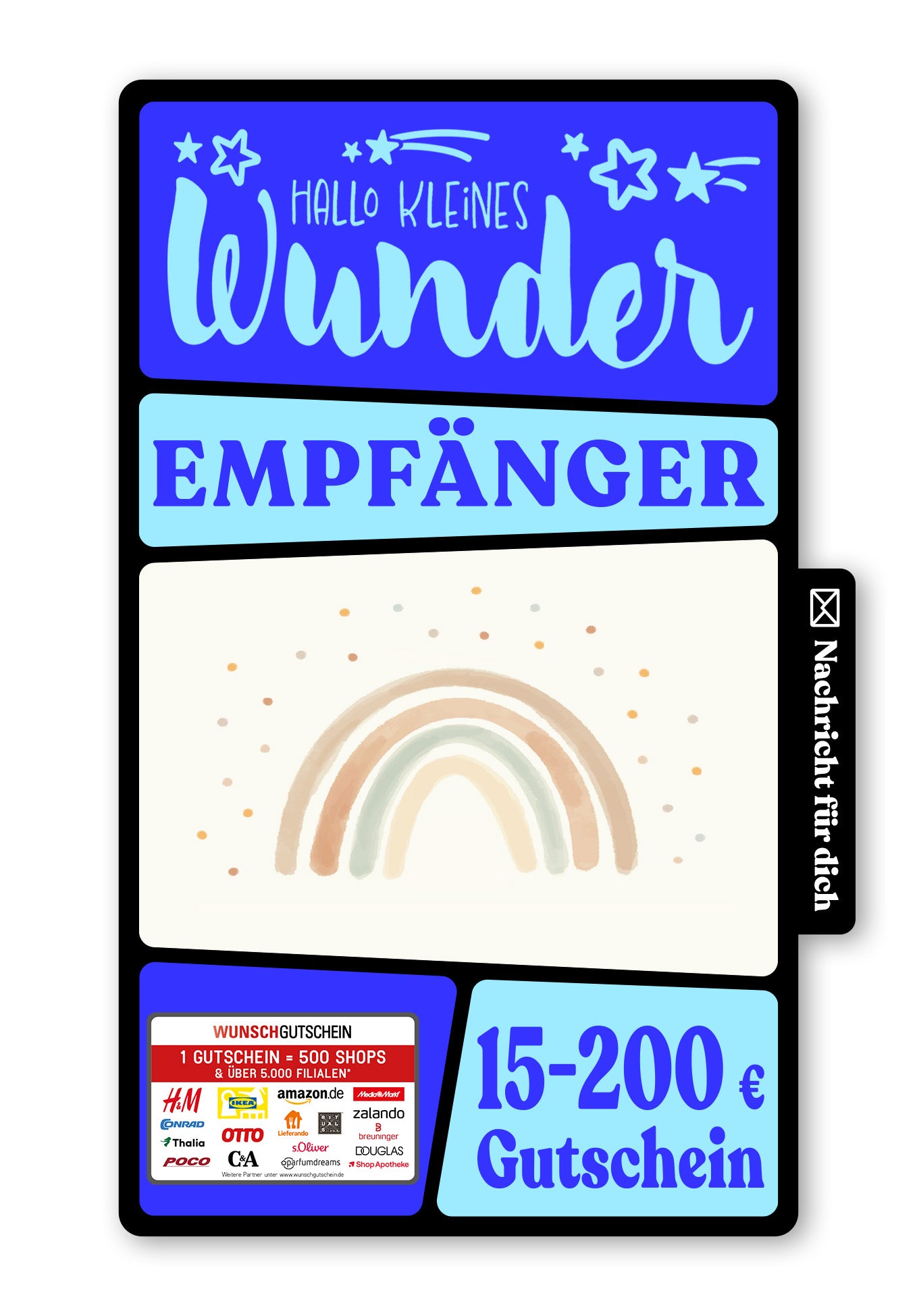 Wunschgutschein Digital - Willkommen Stern - Regenbogen – Geschenkgutschein Ansicht 1