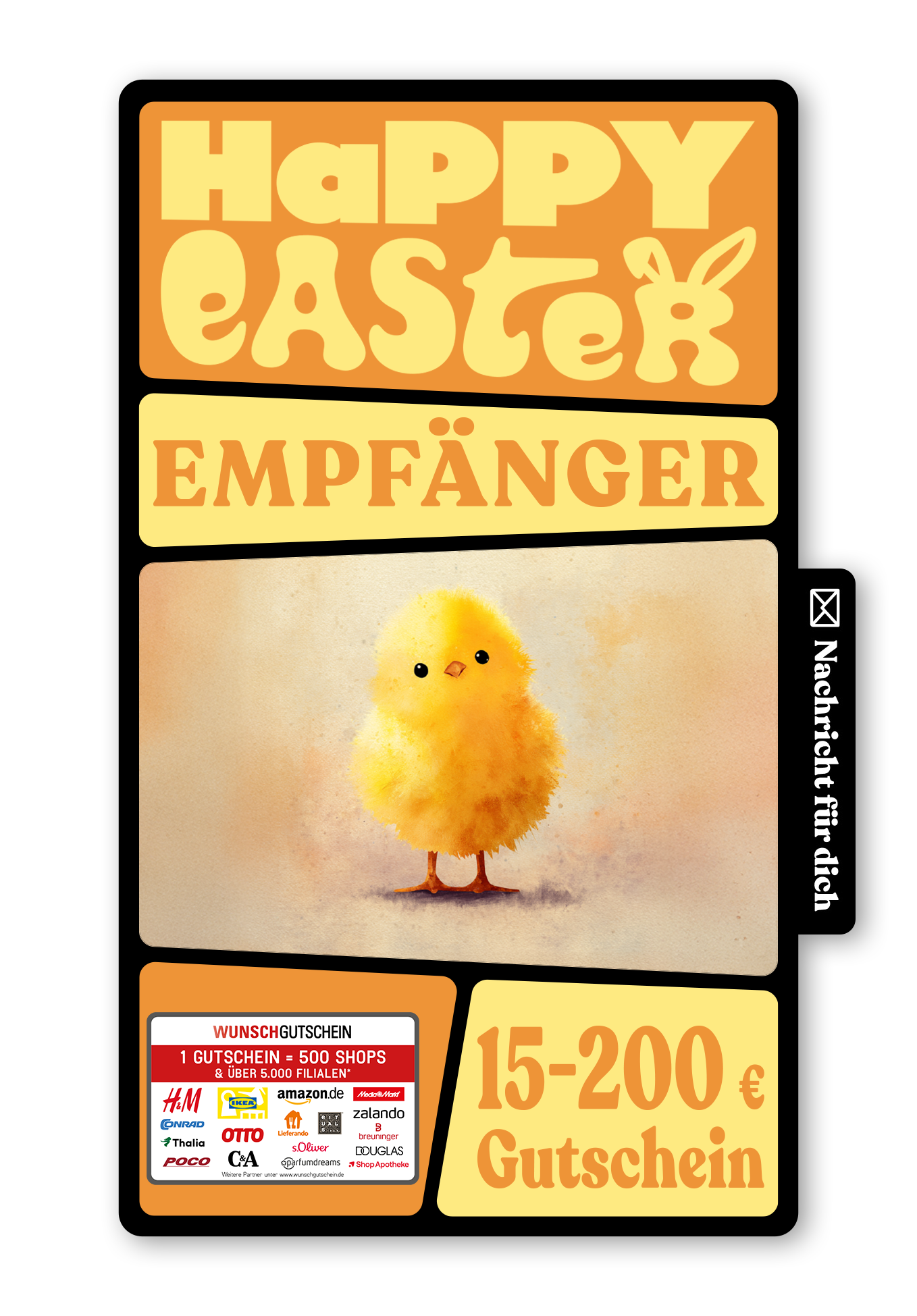 Wunschgutschein Digital - Frohe Ostern - Küken – Geschenkgutschein Ansicht 1