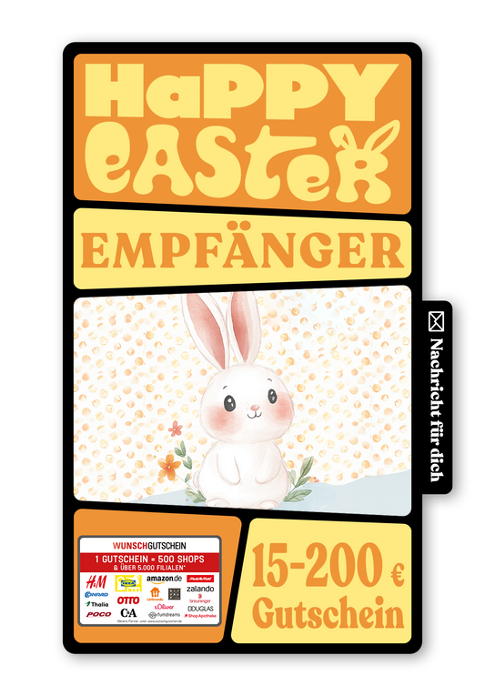 Wunschgutschein Digital - Frohe Ostern - Hase Sprechblase – Geschenkgutschein Ansicht 1