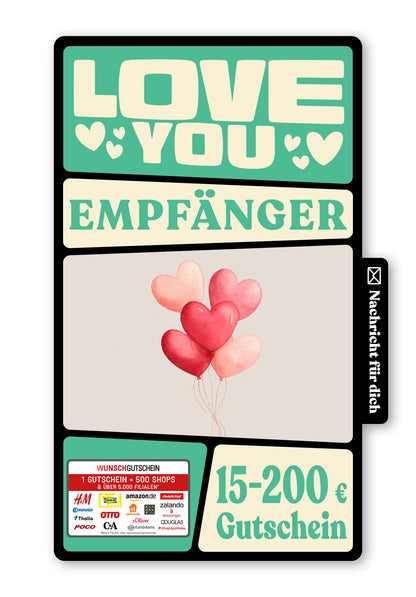 Wunschgutschein Digital - Ich liebe dich - Herzballons – Geschenkgutschein Ansicht 1