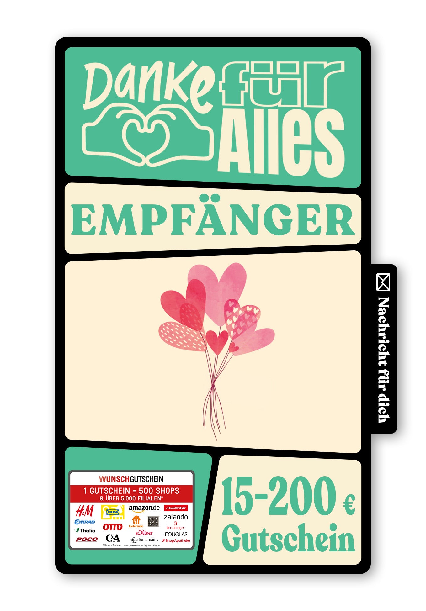 Wunschgutschein Digital - Für Mama - Herzen Pastell – Geschenkgutschein Ansicht 1