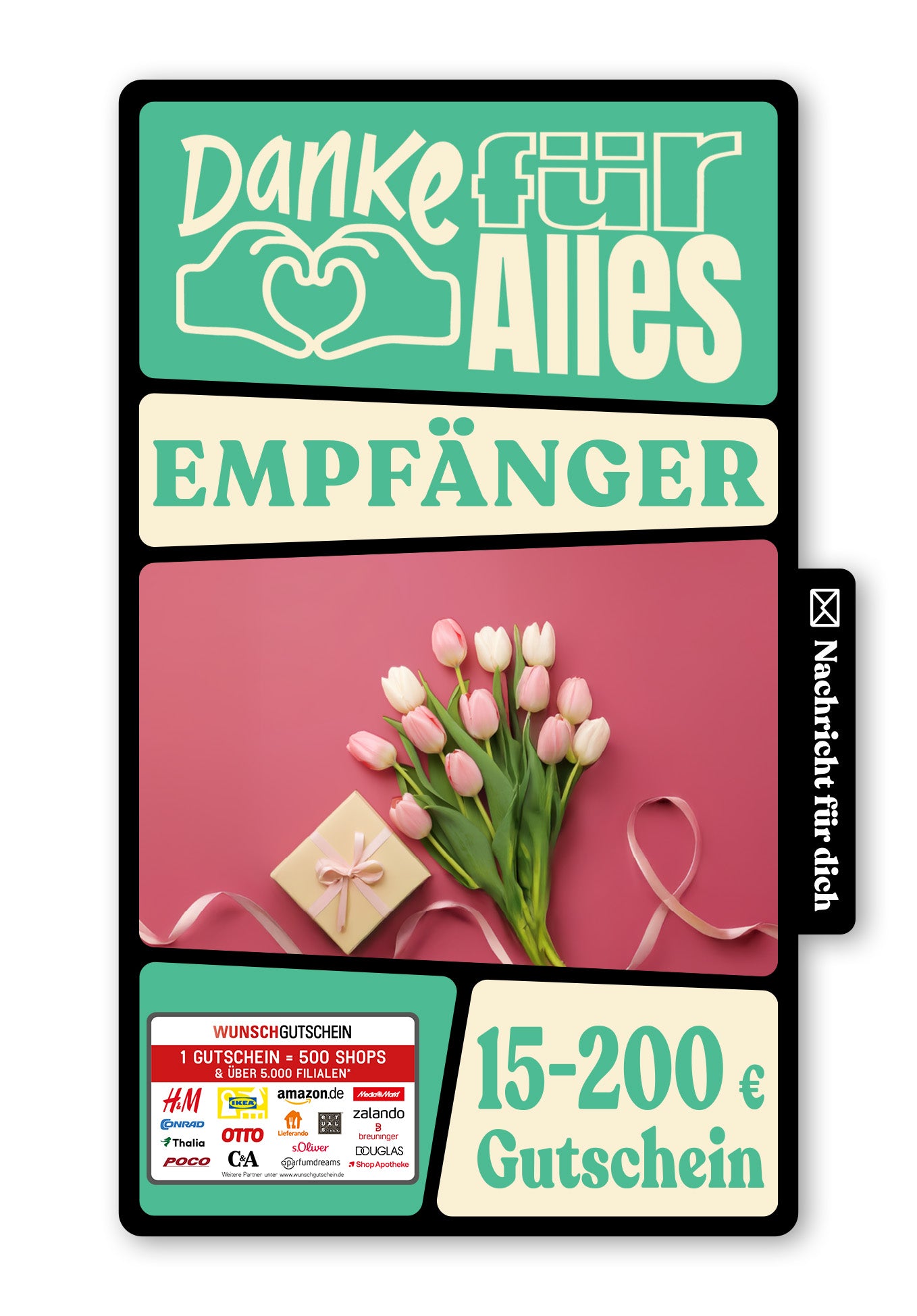 Wunschgutschein Digital - Für die beste Mama - Tulpen Geschenk – Geschenkgutschein Ansicht 1