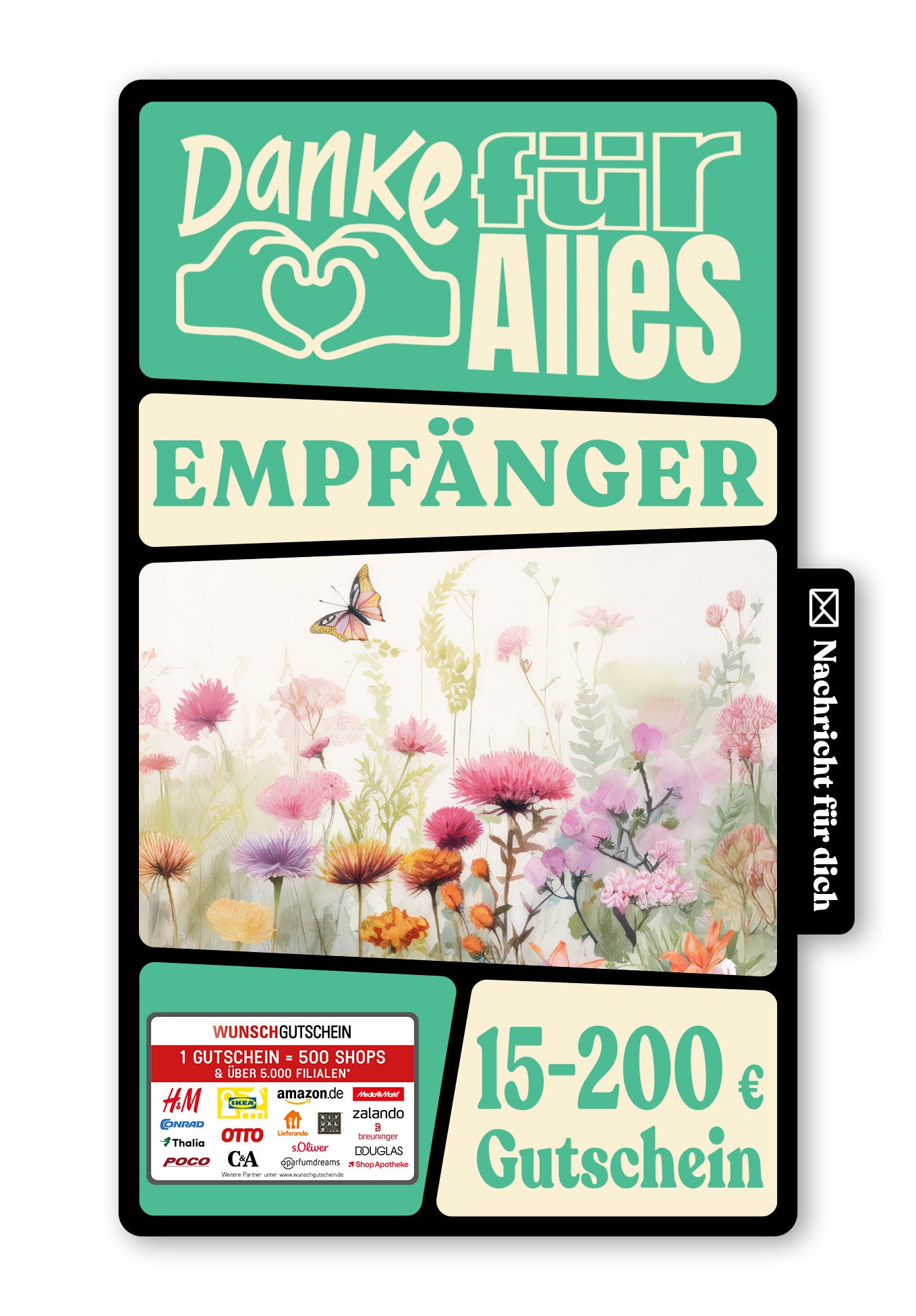 Wunschgutschein Digital - Für die beste Mama - Blumenwiese – Geschenkgutschein Ansicht 1