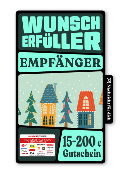 Wunschgutschein Digital - Frohe Weihnachten - Häuser – Geschenkgutschein Ansicht 1