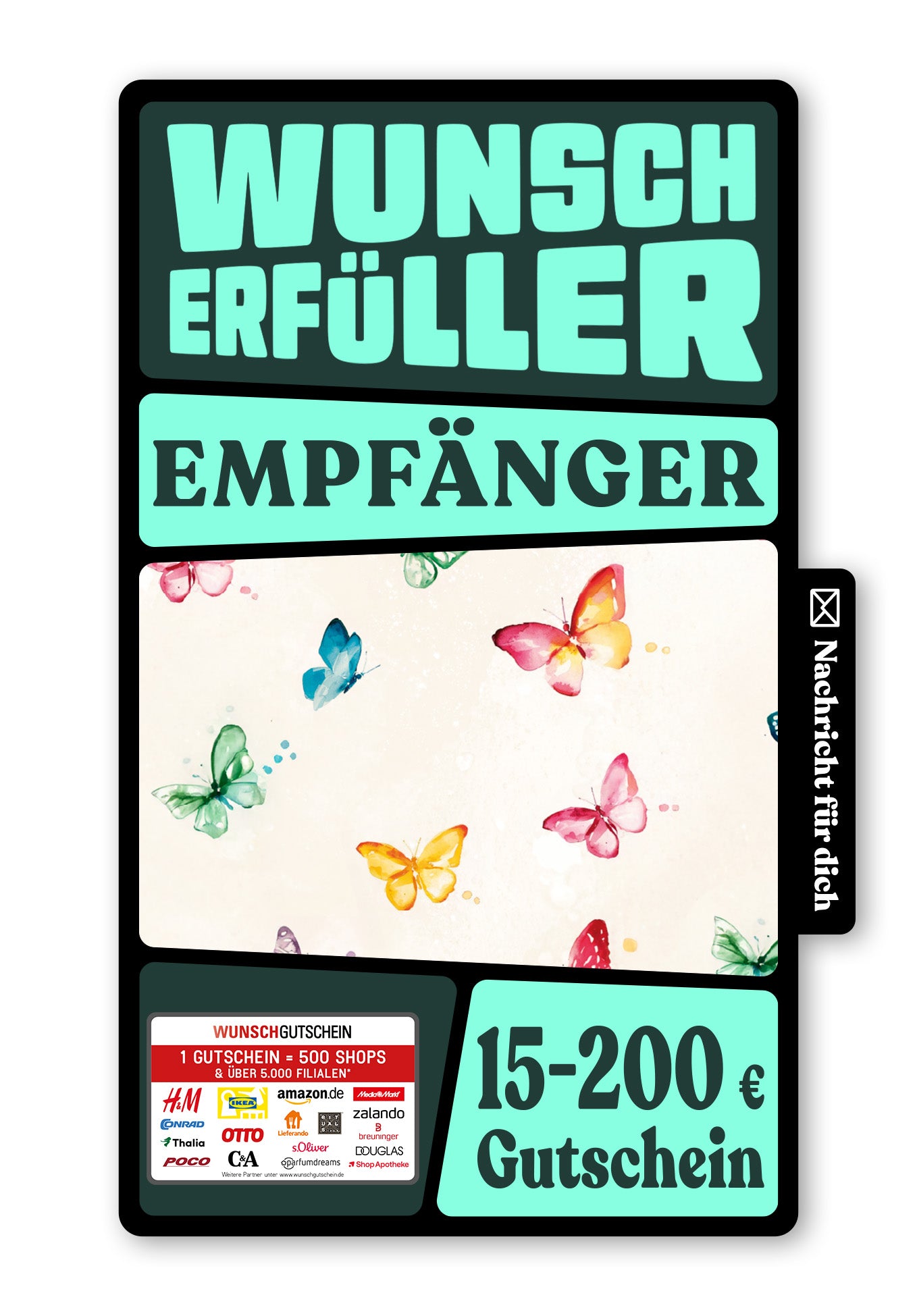 Wunschgutschein Digital - Kleines Dankeschön - Schmetterlinge – Geschenkgutschein Ansicht 1