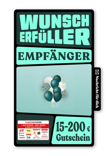 Wunschgutschein Digital - 15 Jahre Jubiläum - Ballons Grün – Geschenkgutschein Ansicht 1