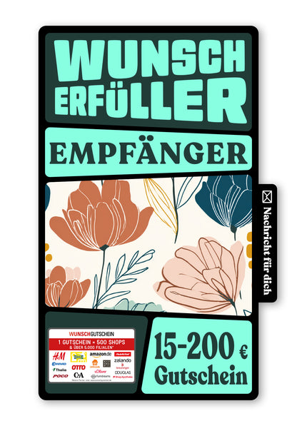 Wunschgutschein Digital - Vielen Dank - Blumenmuster – Geschenkgutschein Ansicht 1