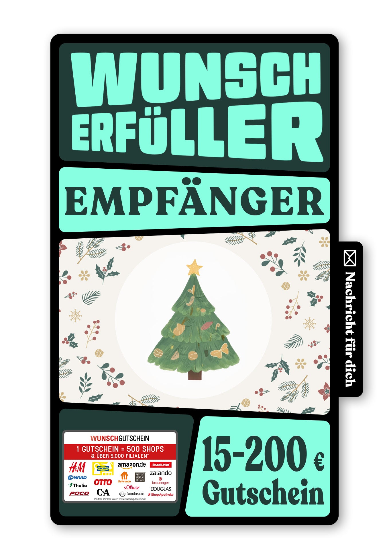 Wunschgutschein Digital - Frohe Weihnachten - Zweige – Geschenkgutschein Ansicht 1