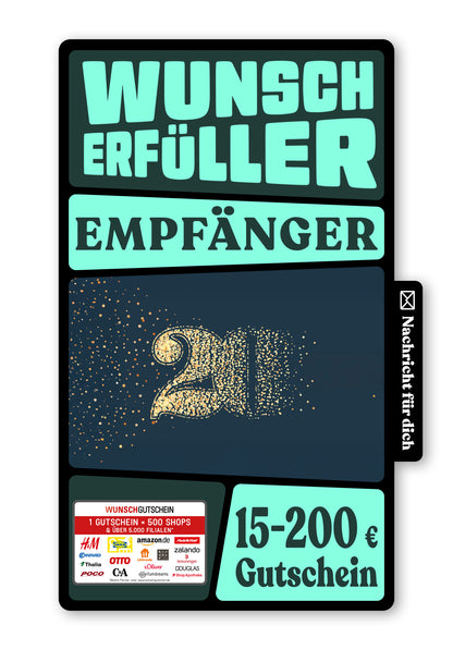 Wunschgutschein Digital - 20 Jahre Jubiläum - Blau Gold – Geschenkgutschein Ansicht 1