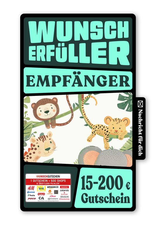Wunschgutschein Digital - Alles Gute zur Geburt - Tiere Beige – Geschenkgutschein Ansicht 1