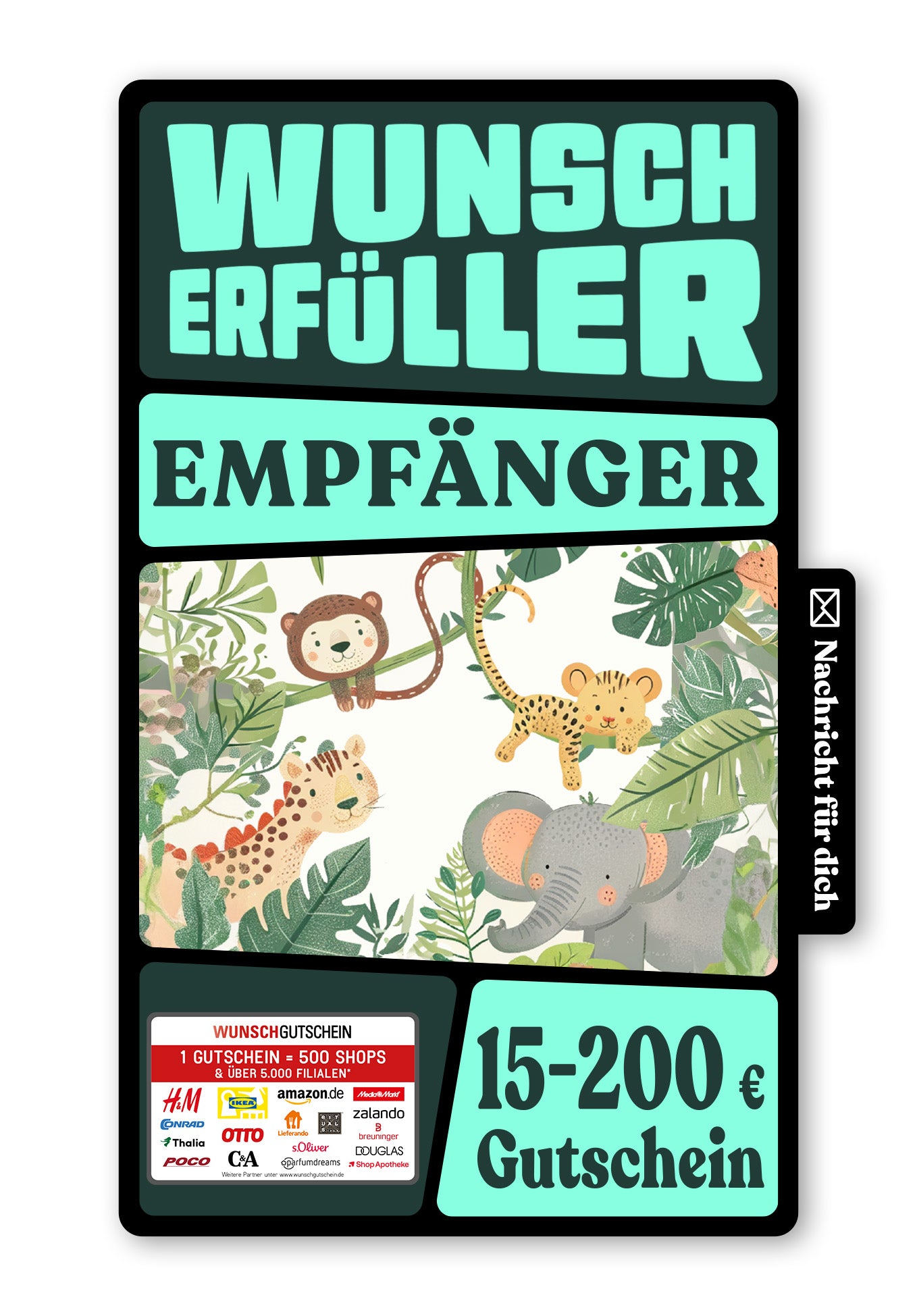 Wunschgutschein Digital - Hurra Schule - Tiere – Geschenkgutschein Ansicht 1