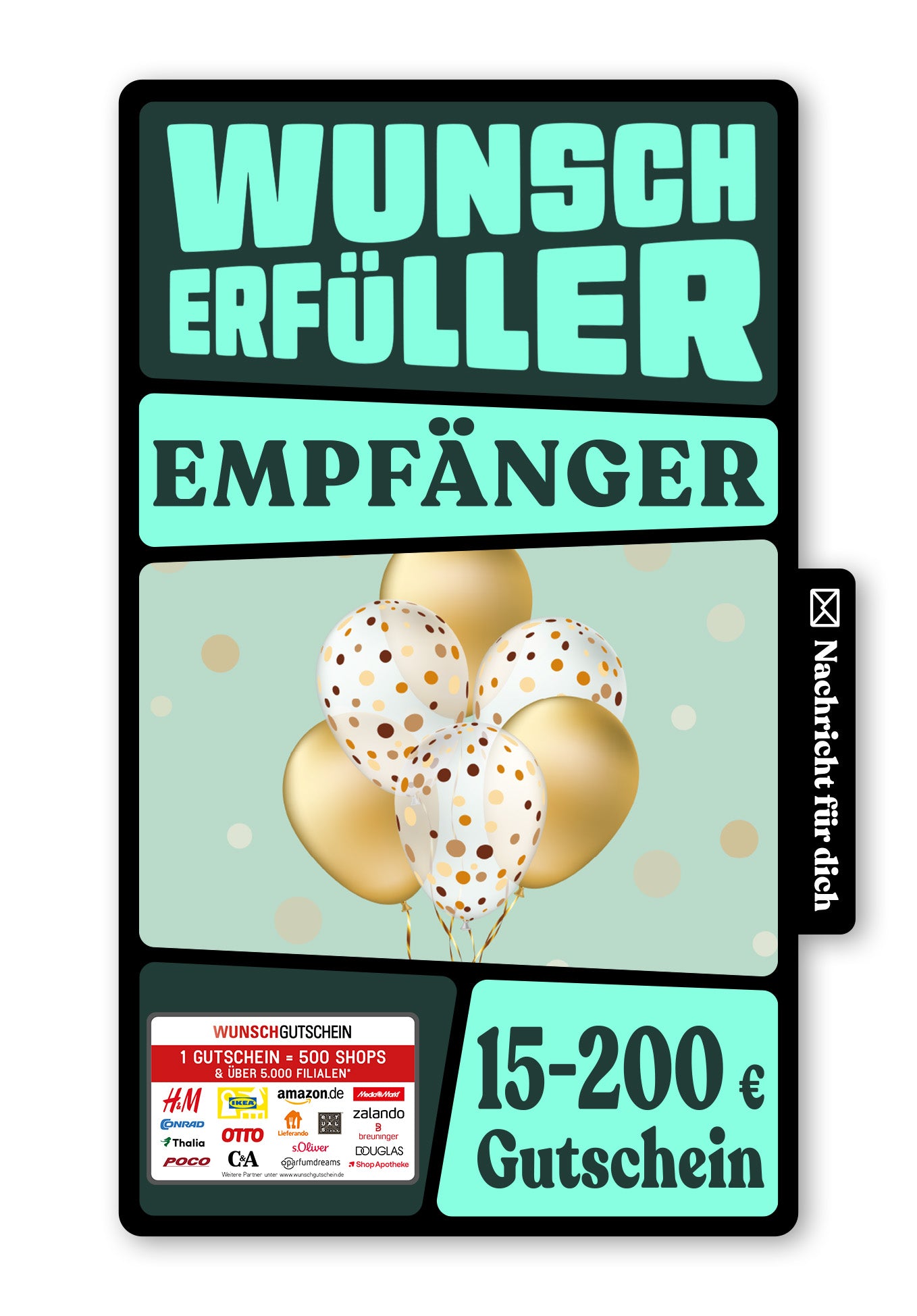 Wunschgutschein Digital - Happy Birthday - Ballons Gold – Geschenkgutschein Ansicht 1