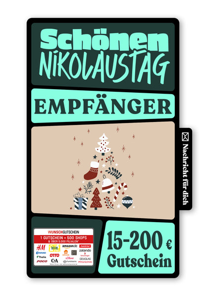 Wunschgutschein Digital - Grüße vom Nikolaus - Doodle Beige – Geschenkgutschein Ansicht 1