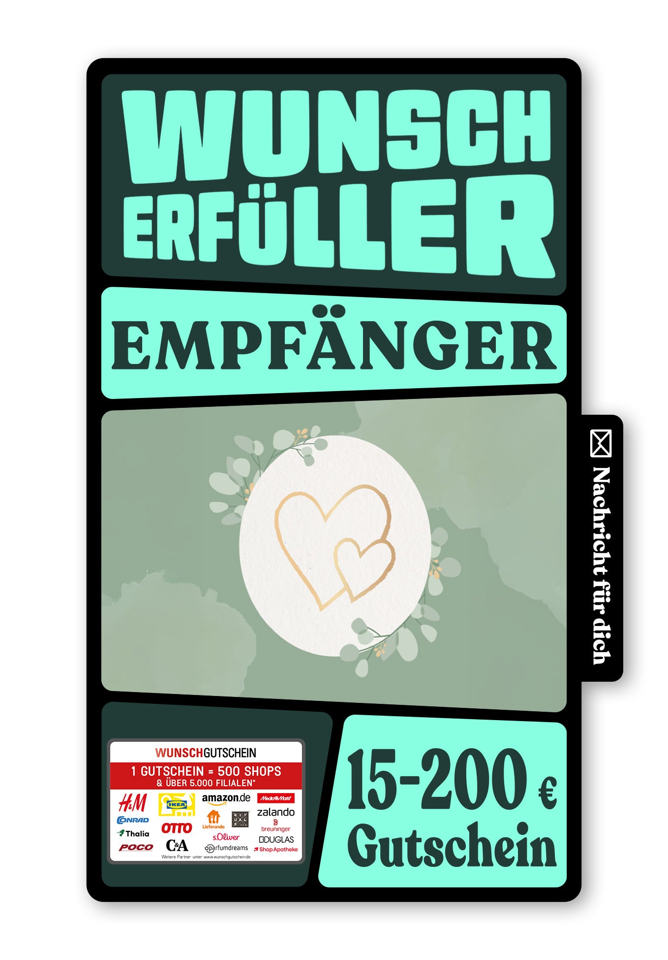 Wunschgutschein Digital - Alles Liebe zu eurer Hochzeit - Herzen Gold – Geschenkgutschein Ansicht 1