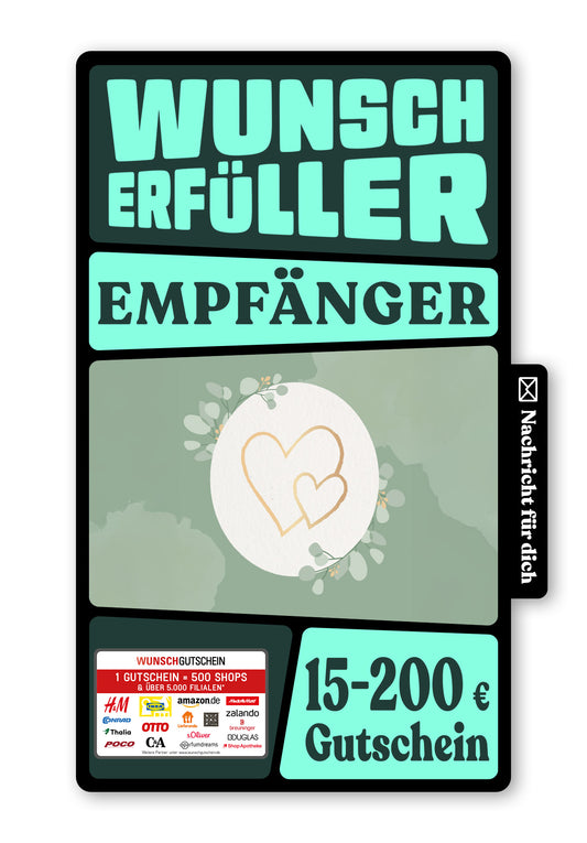 Wunschgutschein Digital - Alles Liebe zu eurer Hochzeit - Herzen Gold – Geschenkgutschein Ansicht 1