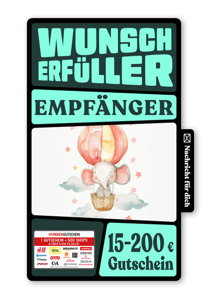 Wunschgutschein Digital - Alles Liebe - Elefant – Geschenkgutschein Ansicht 1