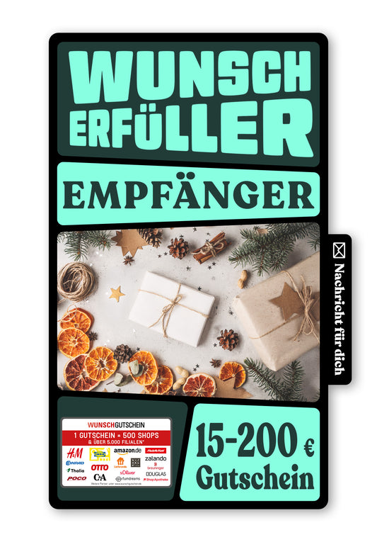 Wunschgutschein Digital - Merry Christmas - Orange – Geschenkgutschein Ansicht 1