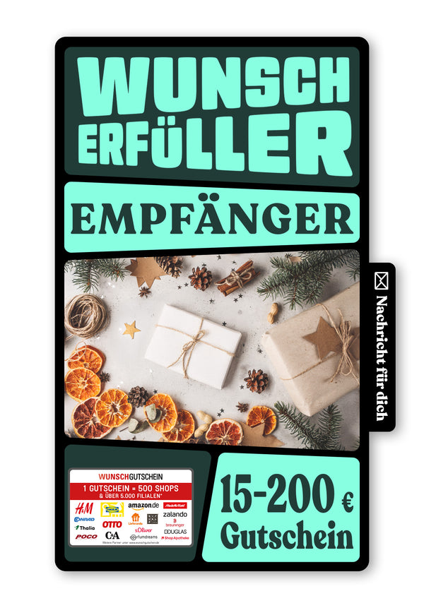 Wunschgutschein Digital - Merry Christmas - Orange – Geschenkgutschein Ansicht 1