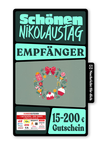 Wunschgutschein Digital - Schönen Nikolaustag - Kranz Süßigkeiten – Geschenkgutschein Ansicht 1
