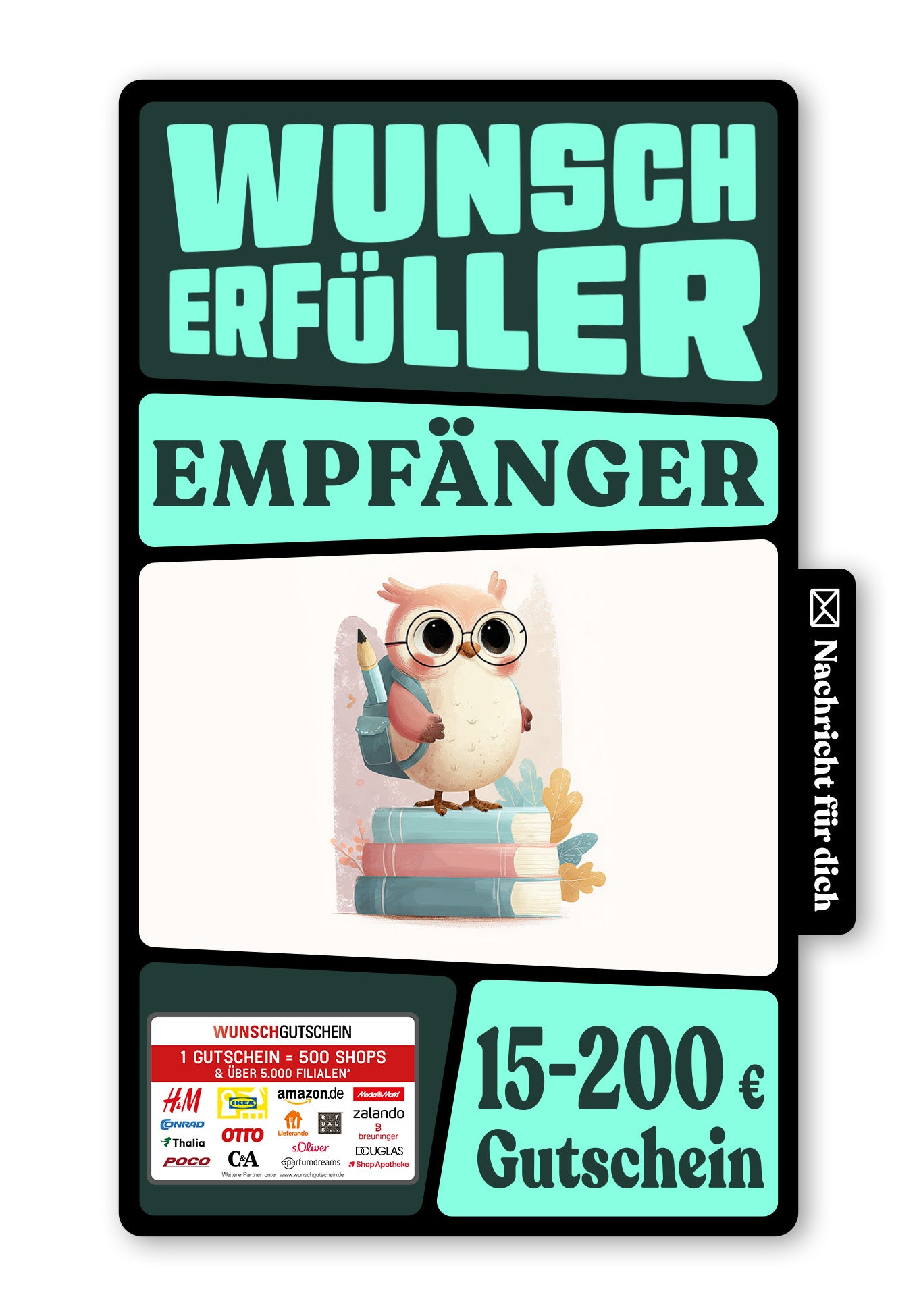 Wunschgutschein Digital - Zum Schulstart - Eule – Geschenkgutschein Ansicht 1