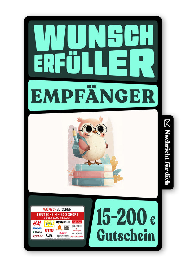Wunschgutschein Digital - Zum Schulstart - Eule – Geschenkgutschein Ansicht 1