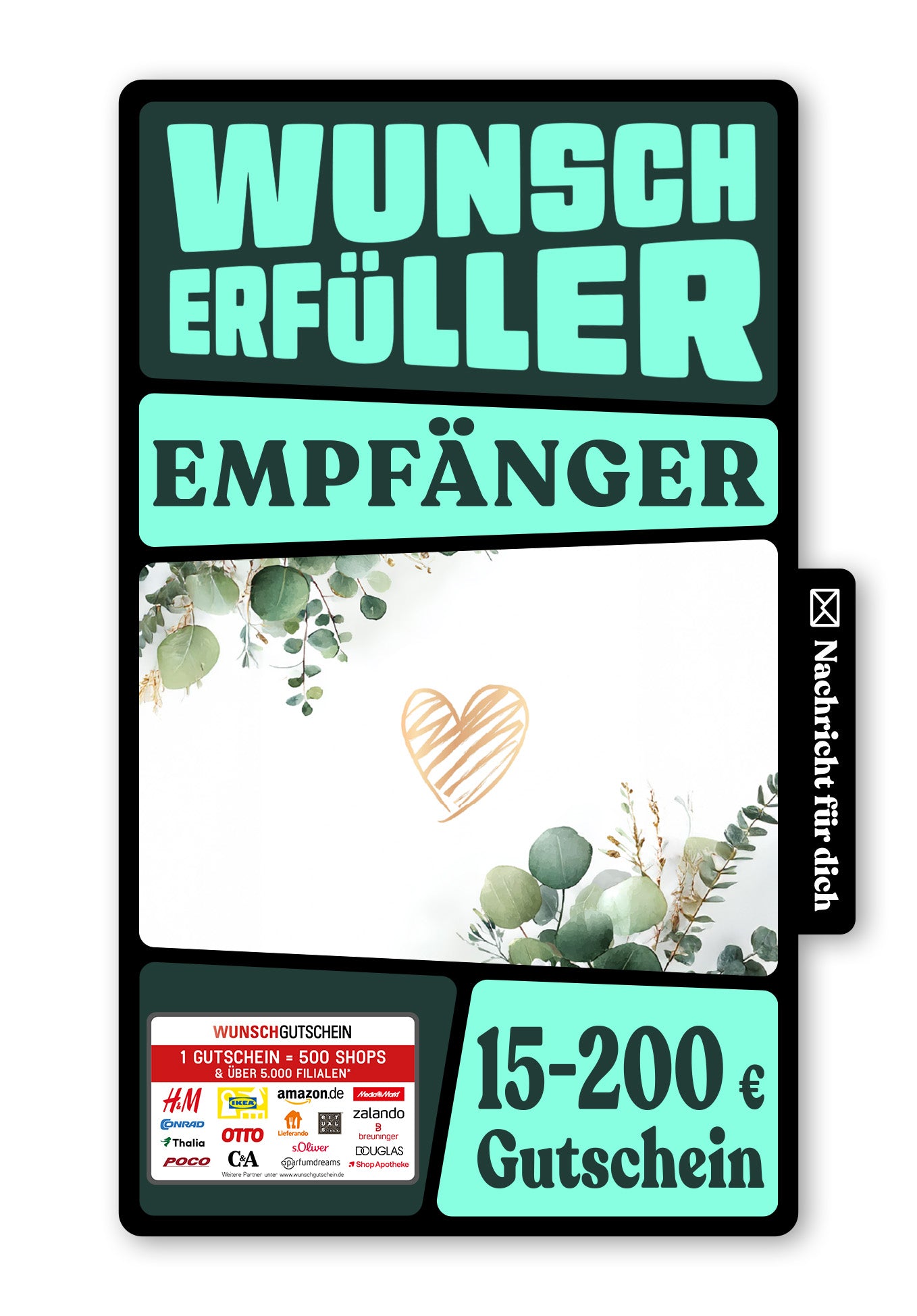 Wunschgutschein Digital - Zur Hochzeit alles Gute - Eukalyptus – Geschenkgutschein Ansicht 1