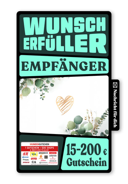 Wunschgutschein Digital - Zur Hochzeit alles Gute - Eukalyptus – Geschenkgutschein Ansicht 1