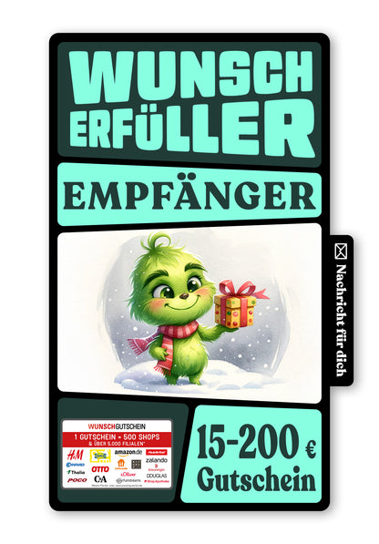Wunschgutschein Digital - Fröhliche Weihnachten - Grinch – Geschenkgutschein Ansicht 1