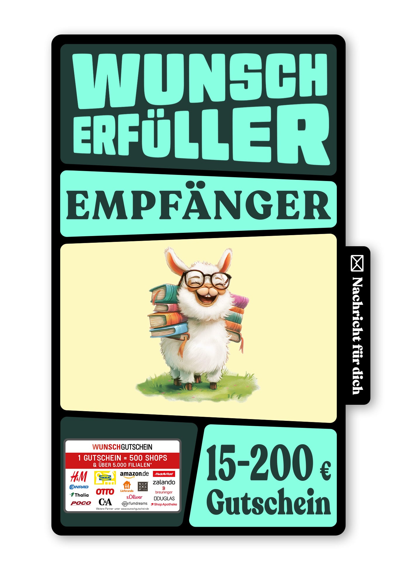 Wunschgutschein Digital - Endlich Schulkind - Lama – Geschenkgutschein Ansicht 1