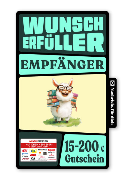 Wunschgutschein Digital - Endlich Schulkind - Lama – Geschenkgutschein Ansicht 1