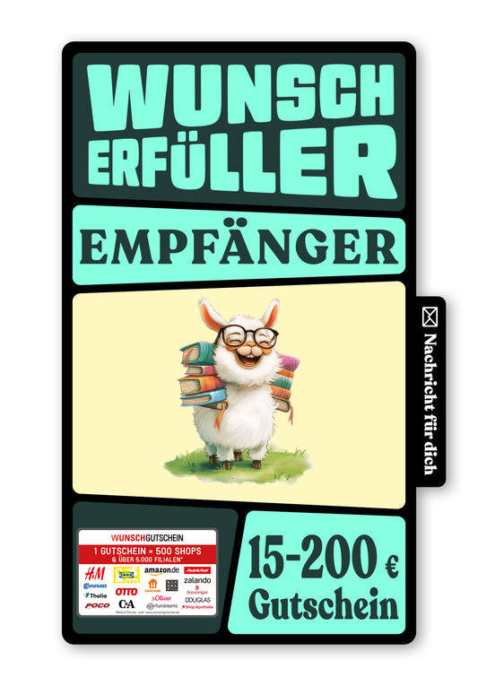 Wunschgutschein Digital - Endlich Schulkind - Lama – Geschenkgutschein Ansicht 1