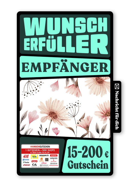 Wunschgutschein Digital - Alles Gute - Blumen weiß – Geschenkgutschein Ansicht 1