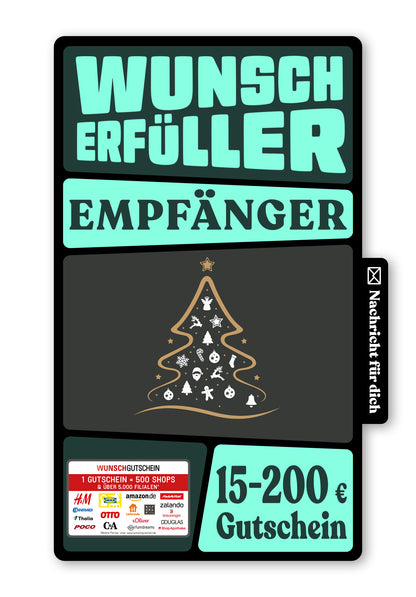 Wunschgutschein Digital - Merry Christmas - Weihnachtsbaum – Geschenkgutschein Ansicht 1