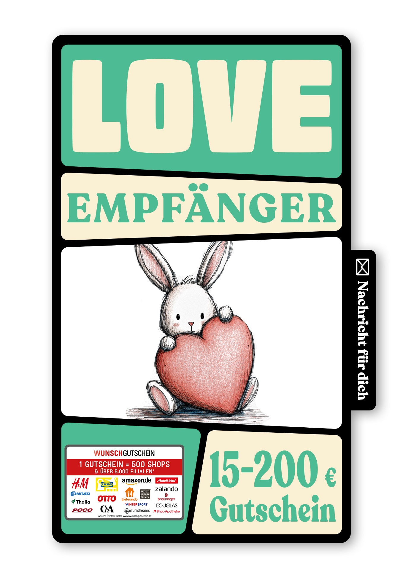 Wunschgutschein Digital - Liebe Dich - Hase Herz – Geschenkgutschein Ansicht 1