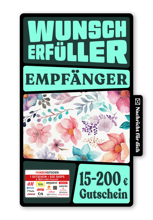 Wunschgutschein Digital - Für Dich - Blumen Aquarell – Geschenkgutschein Ansicht 1