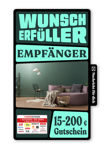 Wunschgutschein Digital - Alles Gute zum Einzug - Wohnzimmer – Geschenkgutschein Ansicht 1